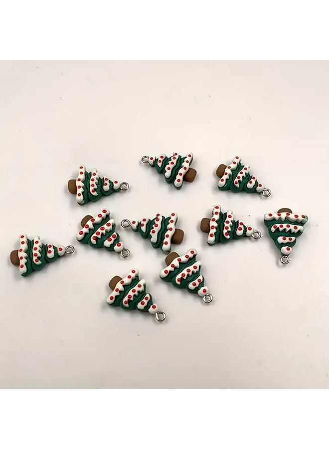 10pcs Mini Christmas Tree Resin Charms For DIY Jewelry Kawaii Holiday Crafting - Image 5